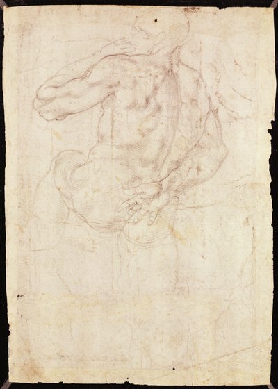 Drawing of a Male Standing Figure by Michelangelo Buonarroti